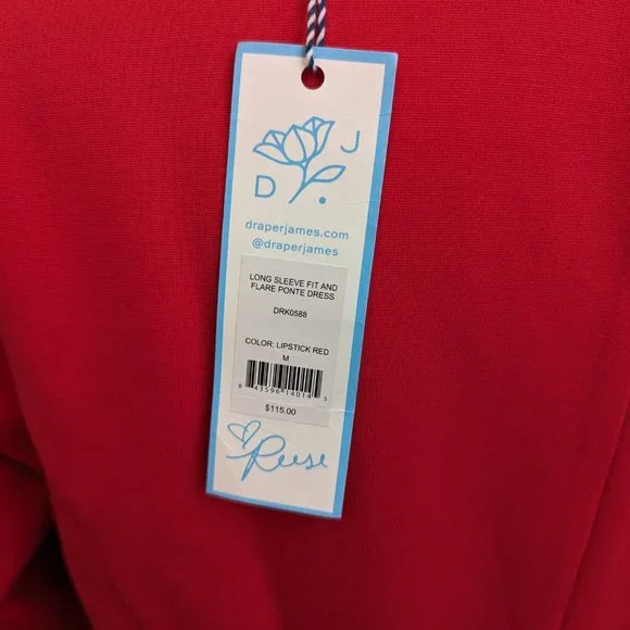 Draper James Long Sleeve Fit and Flare Ponte Dress - Picture 4 of 10